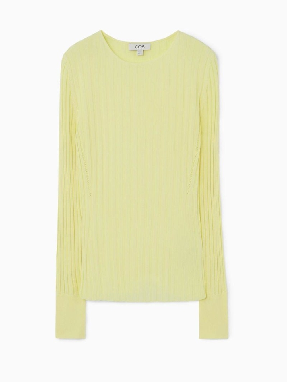 Yellow Ribbed Long-Sleeve Women's Top